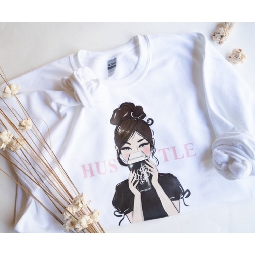 Hustle Boss Life Crewneck White Sweatshirt